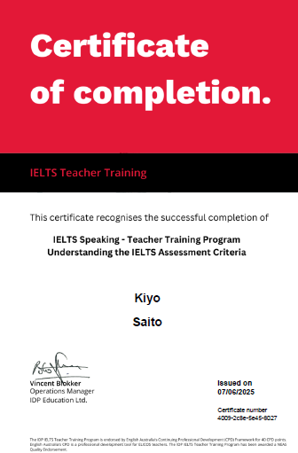 IELTS Speaking - Teacher Training Program certification