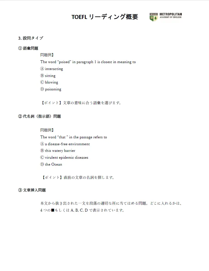 TOEFL　リーディング